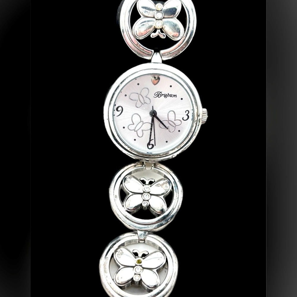 Brighton Bellevue Watch.  Silver Plated Butterfly’s in the watch band and face.